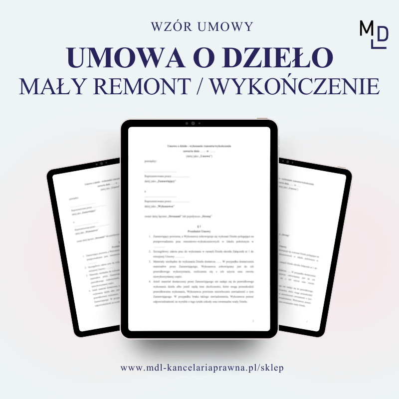Umowa o dzieło: Mały remont / wykończenie