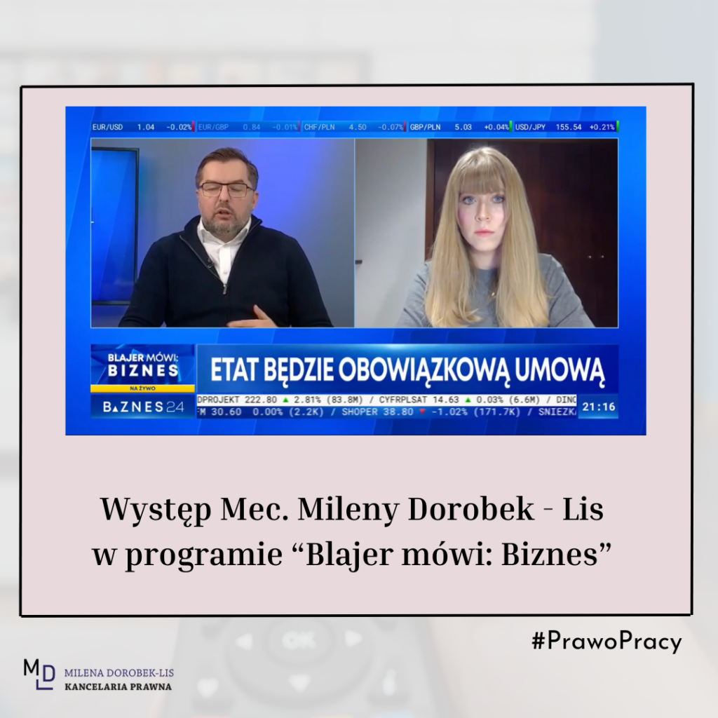 Występ Mec. Mileny Dorobek – Lis w&nbsp;programie „Blajer mówi: Biznes” w&nbsp;telewizji Biznes24