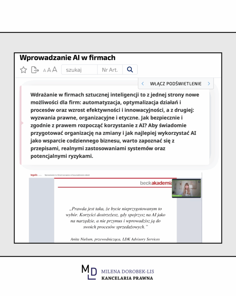 Szkolenie w ramach Akademii BECK pod tytułem “Wprowadzenie AI w firmach”